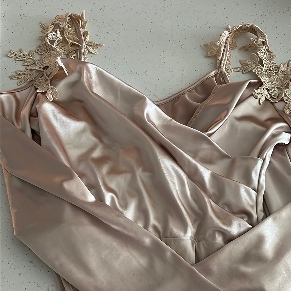 SHEIN Satin Bodysuit with Lace Details